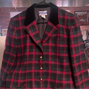 Pendleton Red and Black Plaid Blazer